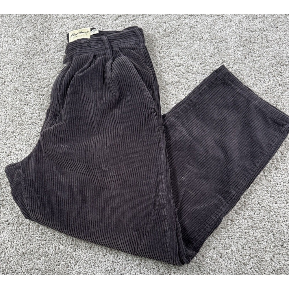 Eddie Bauer Men's Corduroy Pants Thick Pleated Black Casual 35x28 - Read